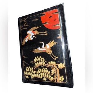Vintage Lacquered Address Book Cranes & PineJapanese Motif Unused‎ Alphabet Tabs